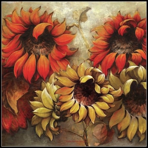 Sunflowers 3 - Counted Cross Stitch Patterns - Printable Chart PDF Format Needlework Embroidery Crafts DIY DMC color