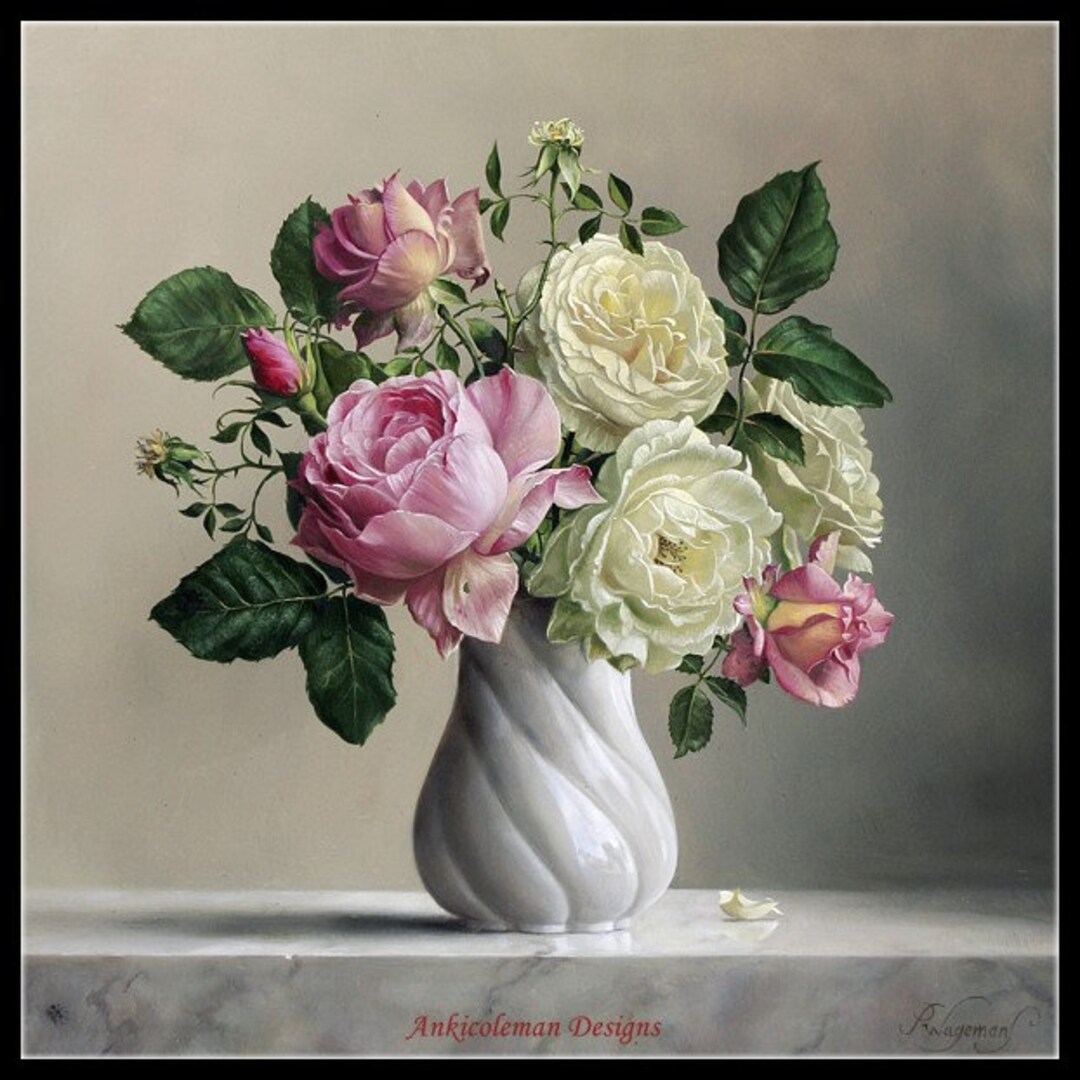 Roses in Twisted Vase 2 - Counted Cross Stitch Patterns - Printable ...