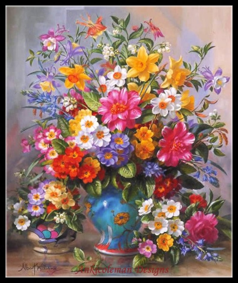 Blue Vase - Counted Cross Stitch Patterns - Printable Chart PDF Format ...
