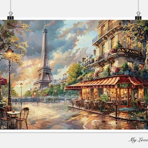 Bistro De Paris Counted Cross Stitch Patterns Printable Chart PDF Format Needlework Embroidery ...