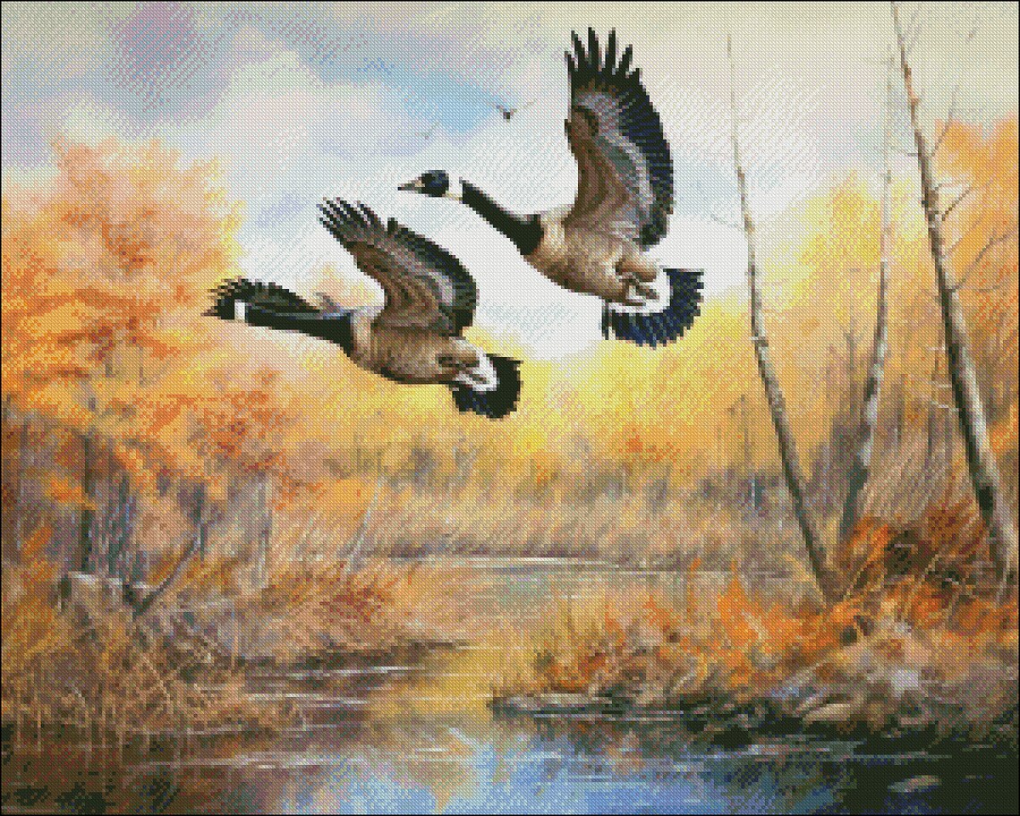 Geese Flying in Autumn - Counted Cross Stitch Patterns - Printable ...