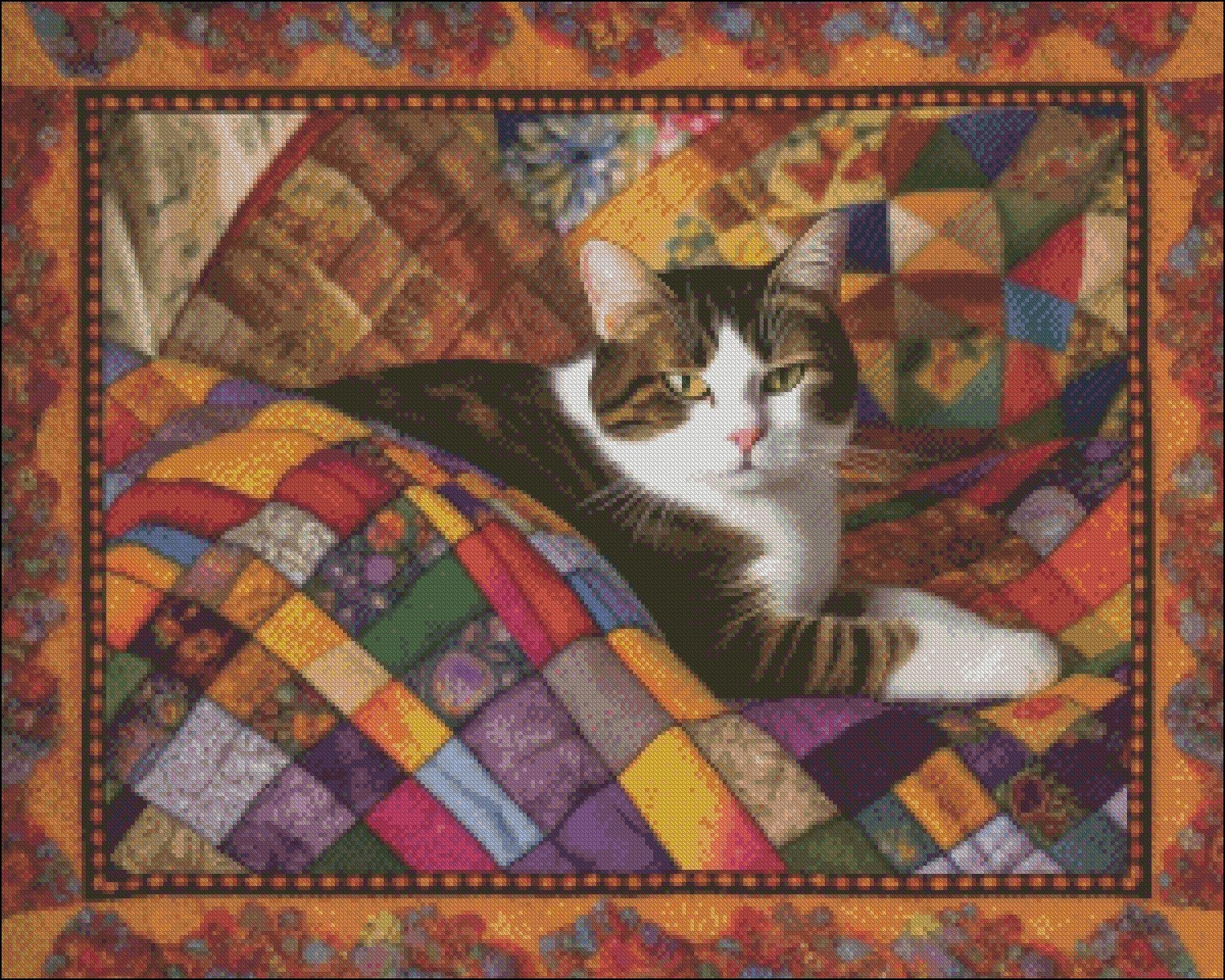 Patterned Quilt Counted Cross Stitch Patterns Printable - Etsy