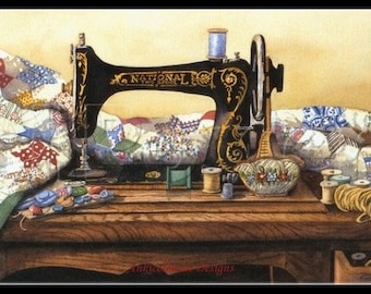 Vintage Sewing Machine - Counted Cross Stitch Patterns - Printable Chart PDF Format Needlework Embroidery Crafts DIY DMC color