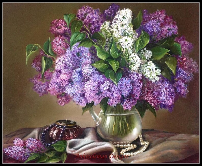 Still Life With Lilacs Counted Cross Stitch Patterns Printable Chart