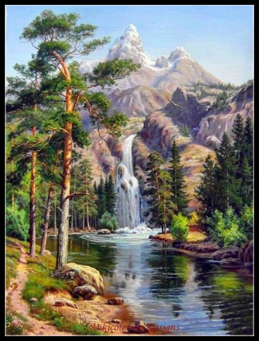 Waterfall in the Mountains - Counted Cross Stitch Patterns