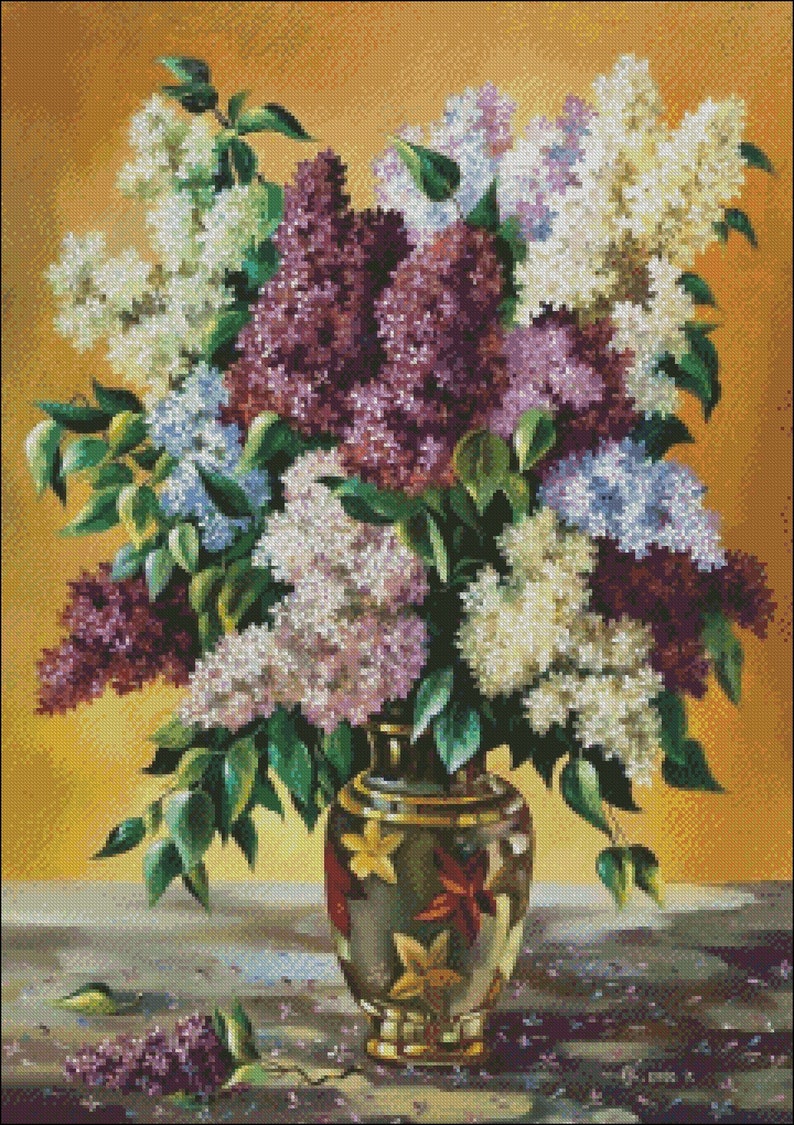 Lilacs 2 Counted Cross Stitch Patterns Printable Chart PDF Etsy