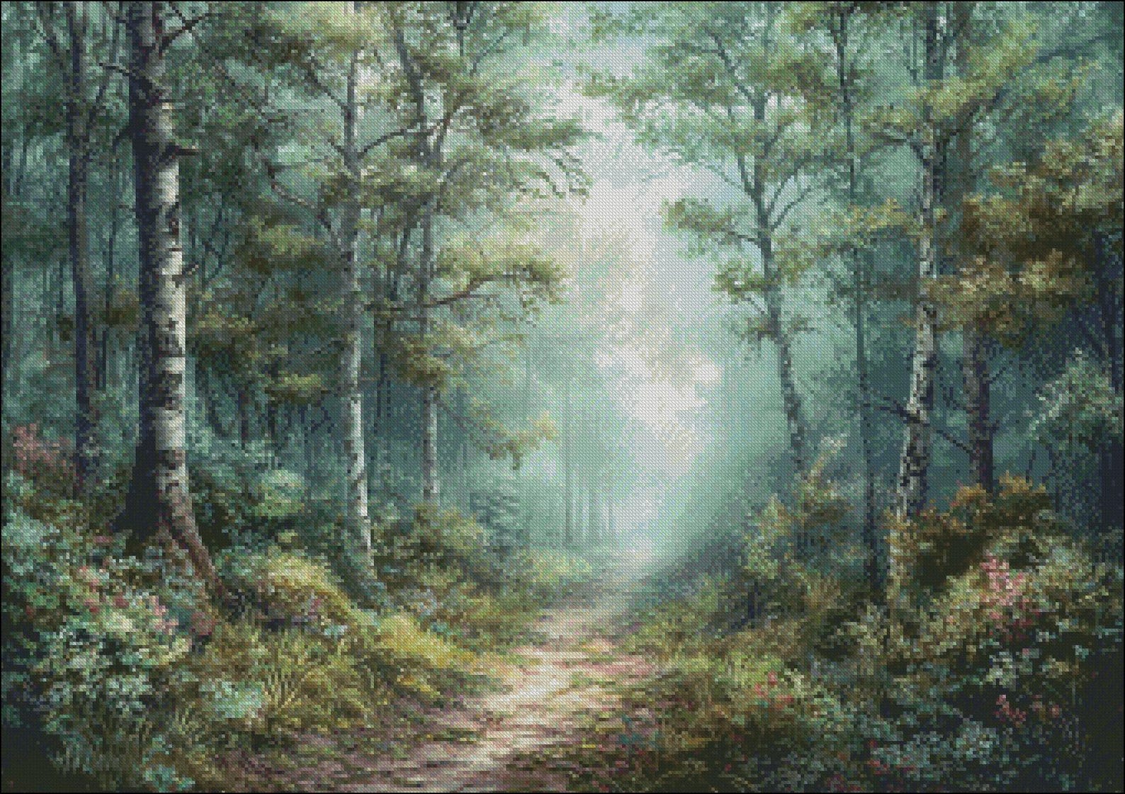Misty Forest Path - Counted Cross Stitch Patterns - Printable Chart PDF ...