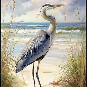 Blue Heron 3 - Getelde kruissteekpatronen - Afdrukbare grafiek PDF-formaat Handwerk Borduurambachten DIY DMC-kleur