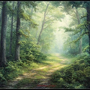 Misty Forest Path 2 - Counted Cross Stitch Patterns - Printable Chart PDF Format Needlework Embroidery Crafts DIY DMC color