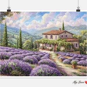 Toscane Lavendel 2 - Getelde kruissteekpatronen - Afdrukbare grafiek PDF-formaat Handwerken Borduren Ambachten DIY DMC-kleur