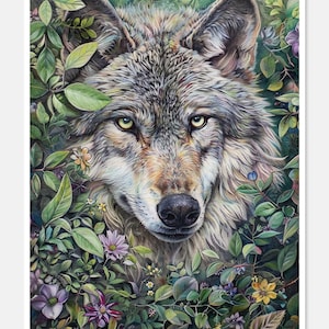 Bloemen wolfgezicht - getelde kruissteekpatronen - afdrukbare grafiek pdf-formaat handwerken borduren ambachten DIY DMC kleur