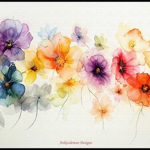 Aquarel bloemen - getelde kruissteekpatronen - afdrukbare grafiek pdf-formaat handwerken borduren ambachten DIY DMC kleur