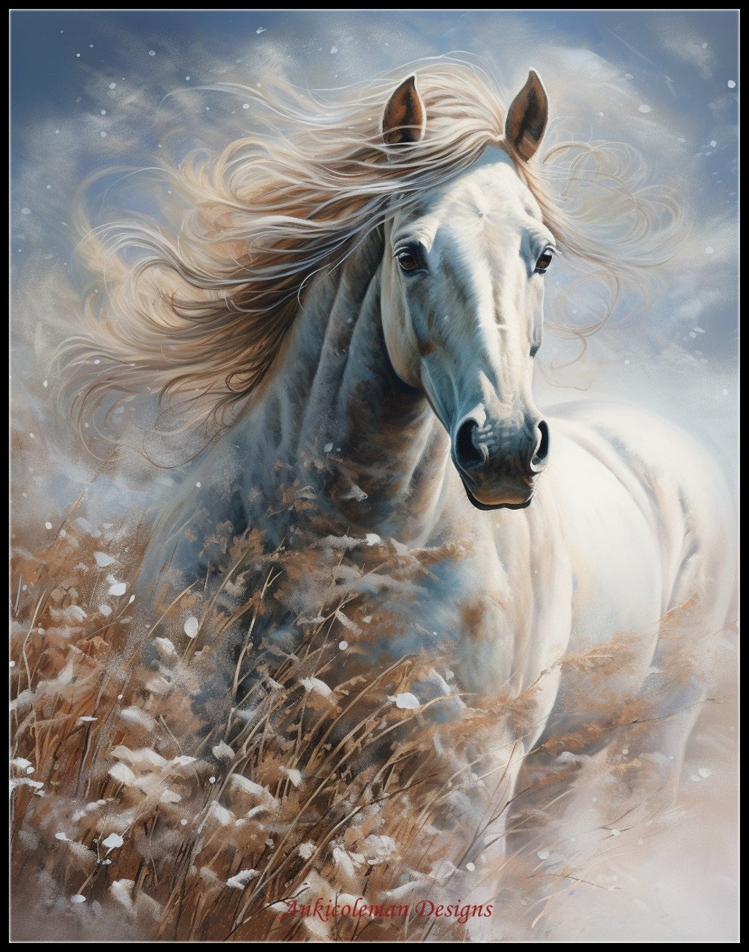 Horse in Winter 1 - Counted Cross Stitch Patterns - Printable Chart PDF ...