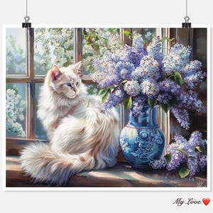 Ragdoll en lila - getelde kruissteekpatronen - afdrukbare grafiek pdf-formaat handwerken borduren ambachten DIY DMC kleur