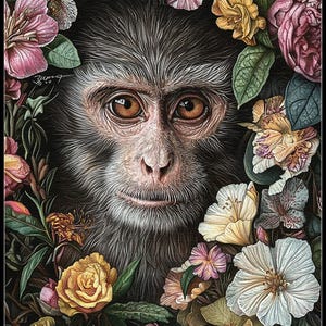 Monkey Face Flowers 3 - Counted Cross Stitch Patterns - Printable Chart PDF Format Needlework Embroidery Crafts DIY DMC color