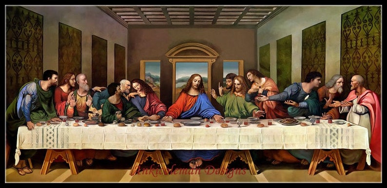 The Last Supper Medium Counted Cross Stitch Patterns Printable Chart PDF Format Needlework Embroidery Crafts DIY DMC color image 1