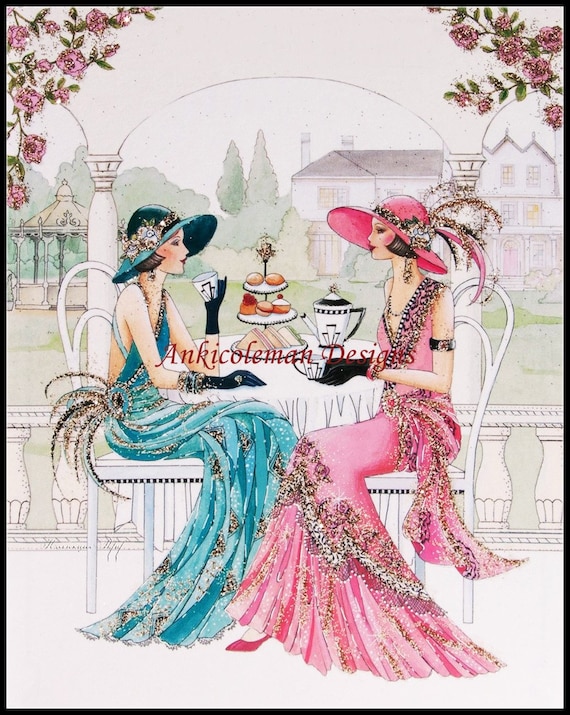 Art Deco Lady 2 - Counted Cross Stitch Patterns - Printable Chart PDF  Format Needlework Embroidery Crafts DIY DMC color