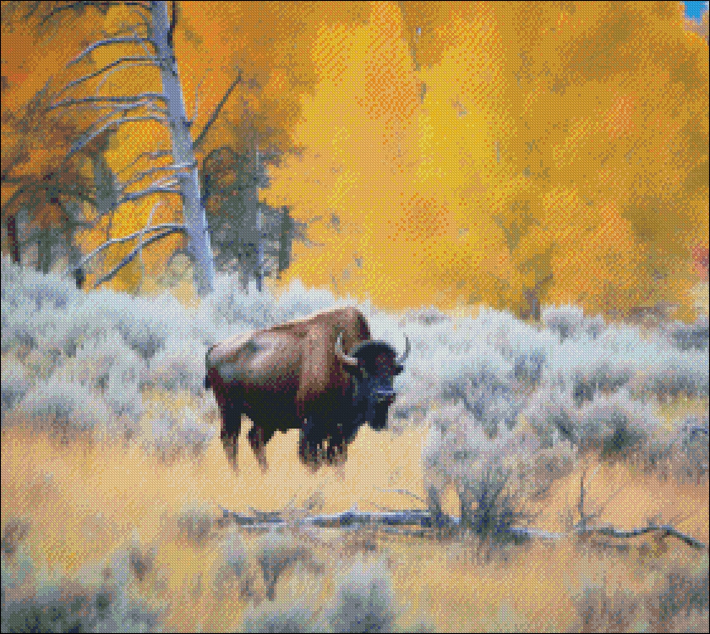 Bison in Fall Colors - Counted Cross Stitch Patterns - Printable Chart ...