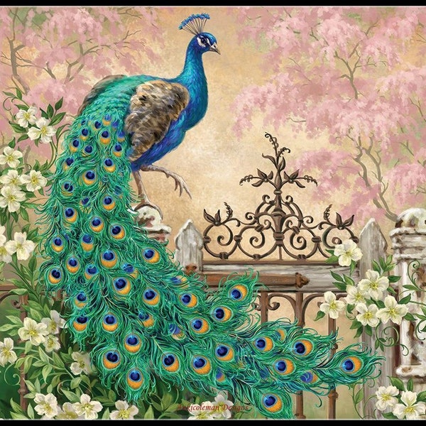 Peacock 6 - Counted Cross Stitch Patterns - Printable Chart PDF Format Needlework Embroidery Crafts DIY DMC color