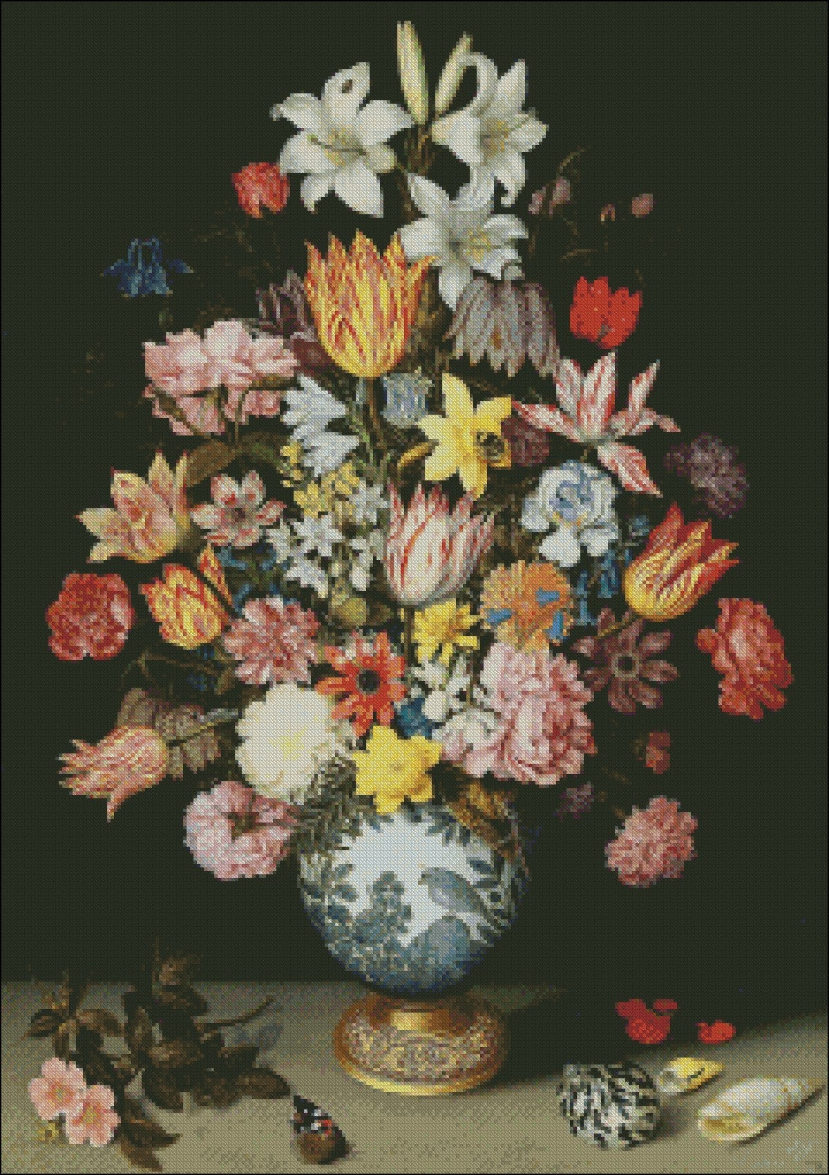 Still Life of Flowers in a Vase - Counted Cross Stitch Patterns ...