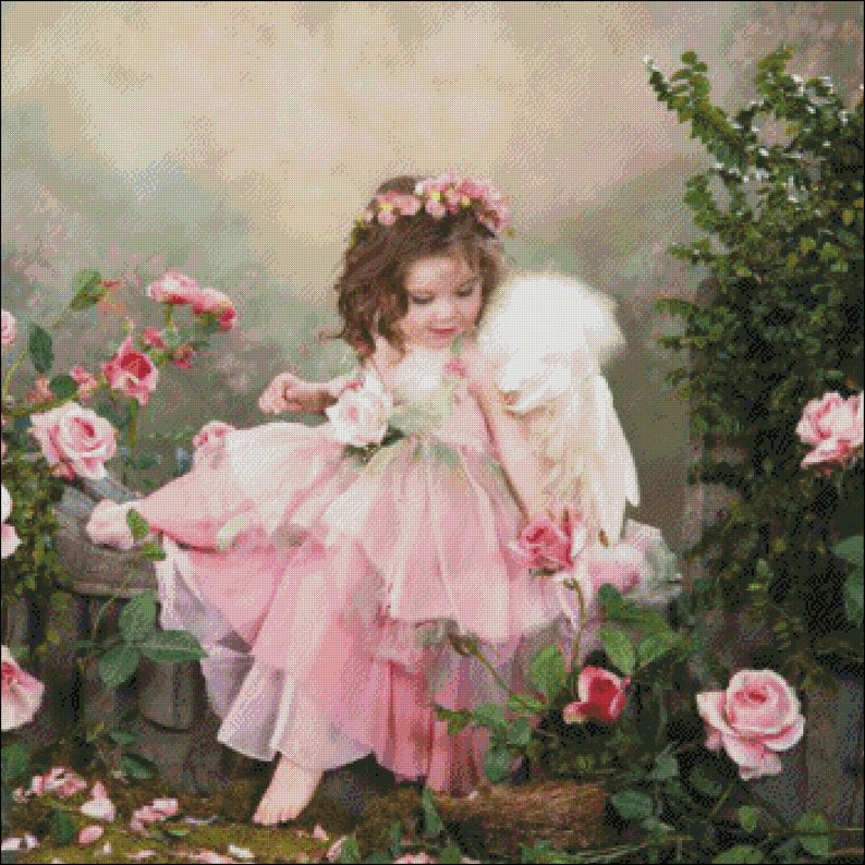 Counted Cross Stitch Patterns Printable Chart PDF Format Needlework Embroidery Crafts DIY DMC color Angel Baby