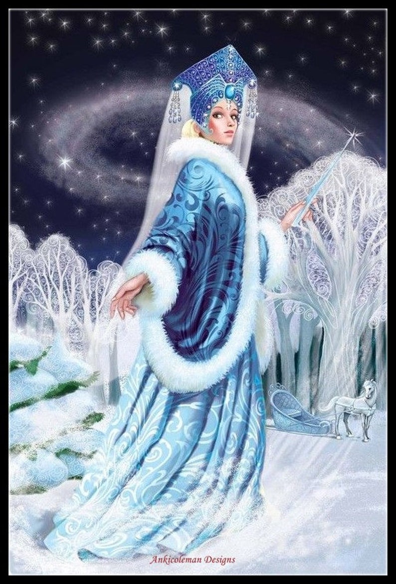 Snow Princess Counted Cross Stitch Patterns Printable Etsy