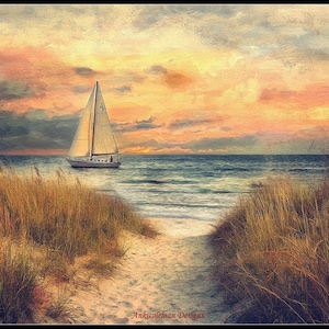 Sunset Serenity by the Shore 2 - Counted Cross Stitch Patterns - Printable Chart PDF Format Needlework Embroidery Crafts DIY DMC color