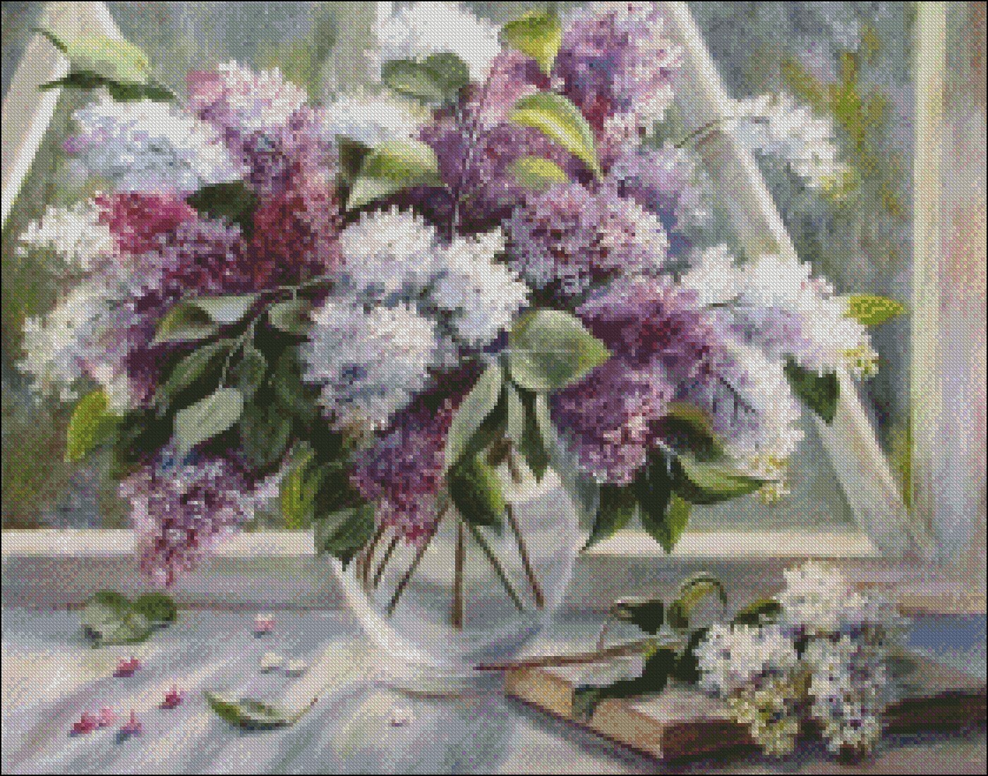 Lilac in Vase 2 - Counted Cross Stitch Patterns - Printable Chart PDF ...