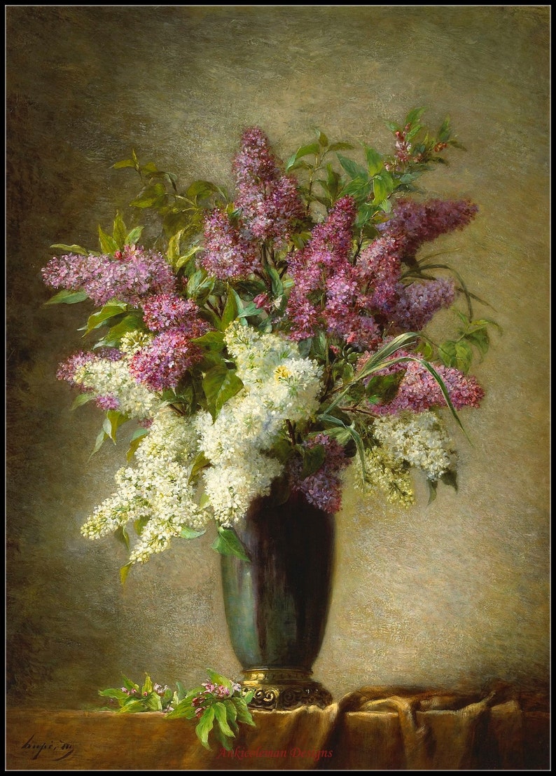 A Still Life With Lilacs in a Vase - Counted Cross Stitch Patterns ...