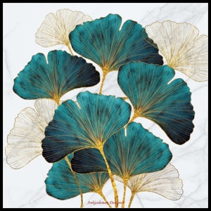 Ginkgo Leaf 1 - Getelde kruissteekpatronen - Afdrukbare grafiek PDF-formaat Handwerken Borduurambachten DIY DMC-kleur