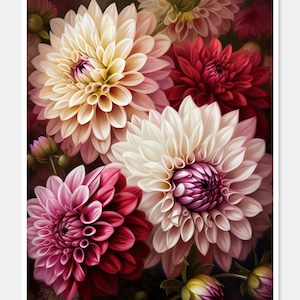 Dahlia Dreams - Getelde kruissteekpatronen - Afdrukbare grafiek PDF-formaat Handwerk Borduurambachten DIY DMC-kleur