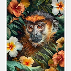 Golden Monkey Face Flowers - Counted Cross Stitch Patterns - Printable Chart PDF Format Needlework Embroidery Crafts DIY DMC color