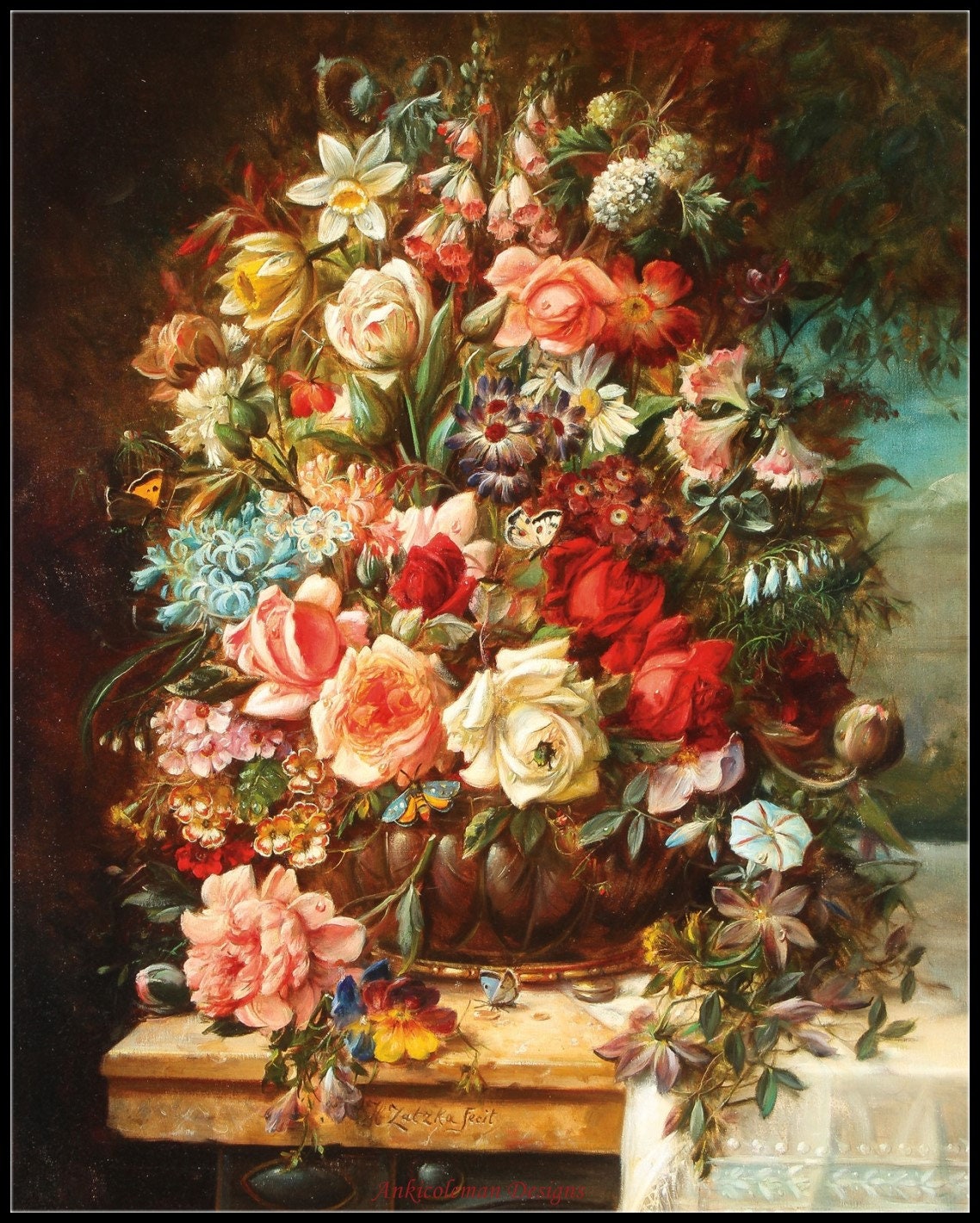 Floral Still Life 2 - Counted Cross Stitch Patterns - Printable Chart PDF Format Needlework Embroidery Crafts DIY DMC color 14 ct Aida