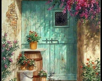 Tuscany Door - Counted Cross Stitch Patterns - Printable Chart PDF Format Needlework Embroidery Crafts DIY DMC color