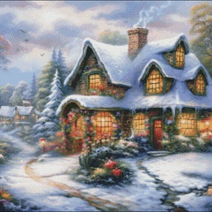 Christmas Cottage 6 Counted Cross Stitch Patterns Printable Chart PDF ...