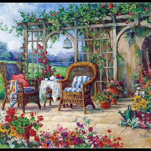 Porch Garden Chart Counted Cross Stitch Patterns Needlework DIY DMC Color Porch Garden Chart Counted Cross Stitch Patterns Needlework DIY DMC Color