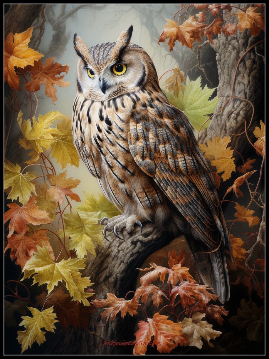 Screech Owl 2 Counted Cross Stitch Patterns Printable Chart PDF Format Needlework Embroidery ...