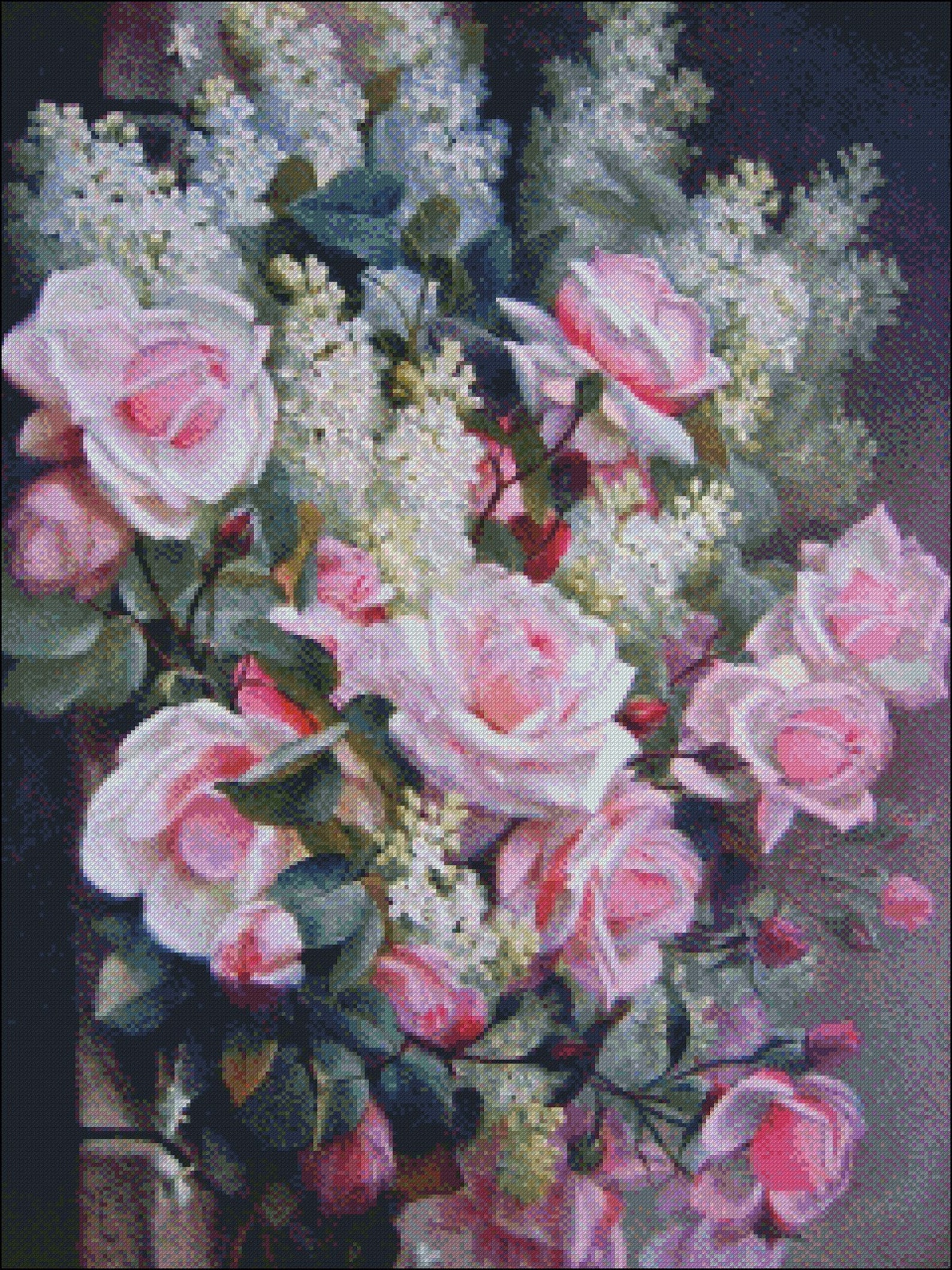 Pink Roses Lilacs Counted Cross Stitch Patterns Printable Etsy