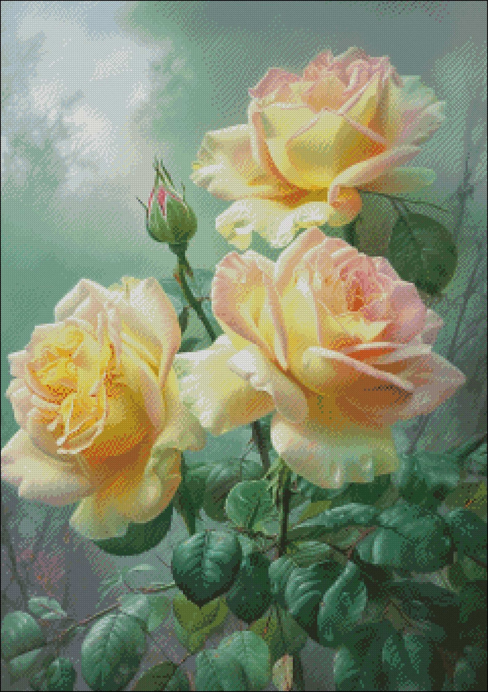 Yellow Roses 8 - Counted Cross Stitch Patterns - Printable Chart PDF ...