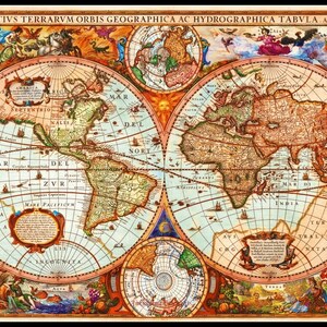 Vintage Map - Counted Cross Stitch Patterns - Printable Chart PDF Format Needlework Embroidery Crafts DIY DMC color