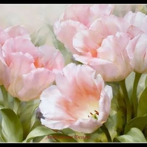 Triumph Tulpen - Getelde kruissteekpatronen - Afdrukbare grafiek PDF-formaat Handwerk Borduurambachten DIY DMC-kleur