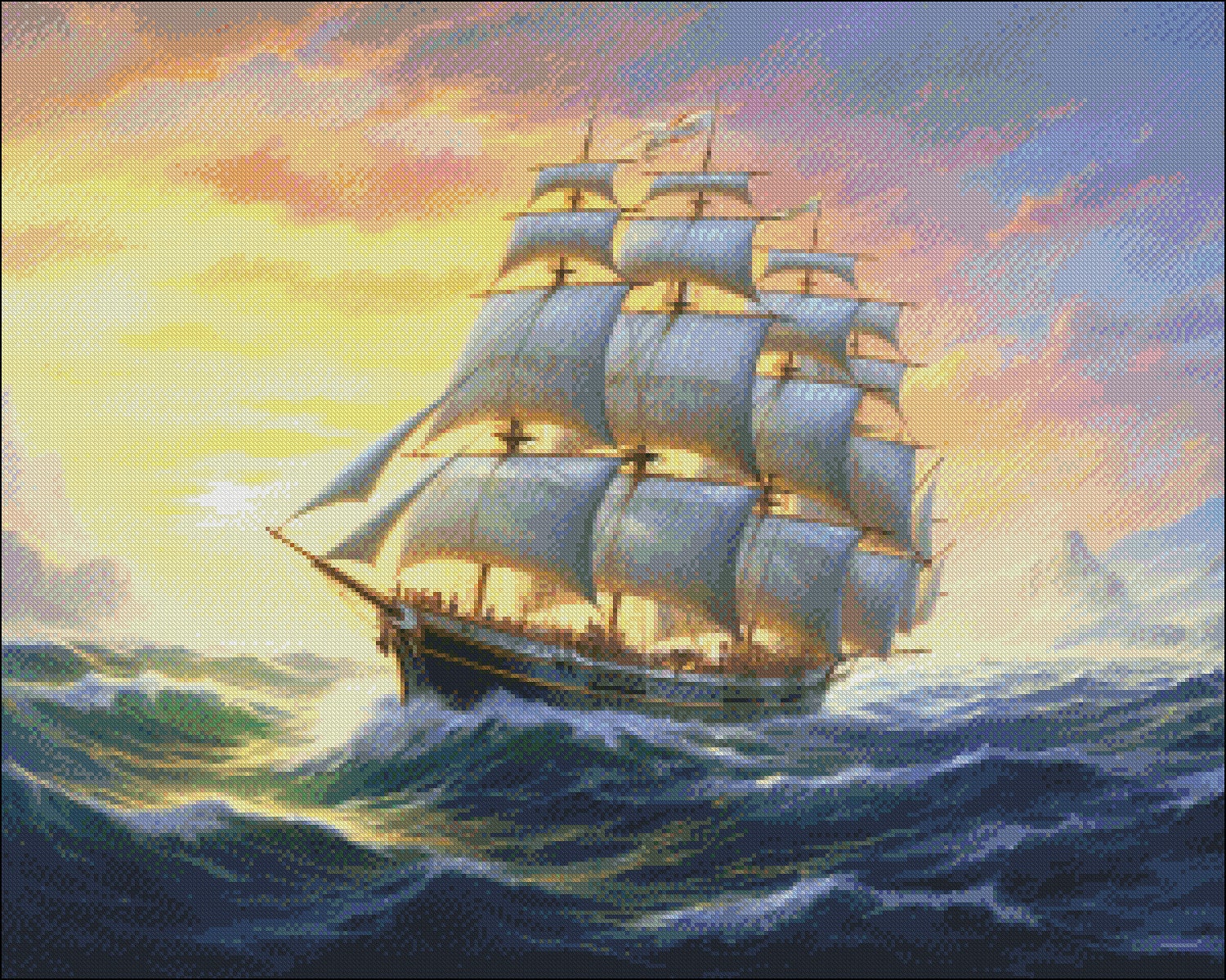 Clipper Ship Pattern Clipper Ship Surprise 2 - Counted Cross Stitch Patterns - Printable ...
