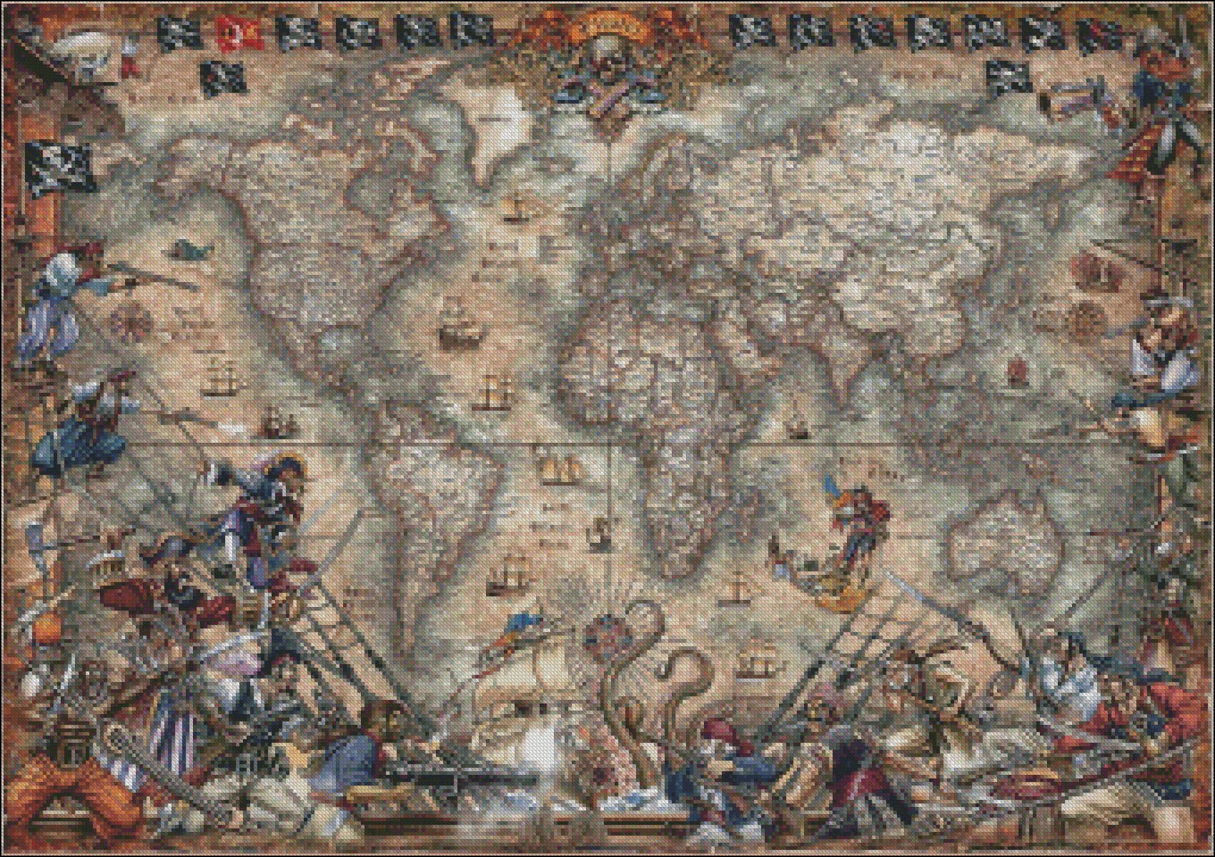 Antique World Map Counted Cross Stitch Patterns Printable Etsy