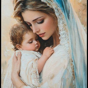 Mary Baby Jesus 2 - getelde kruissteekpatronen - afdrukbare grafiek pdf-formaat handwerken borduren ambachten DIY DMC kleur