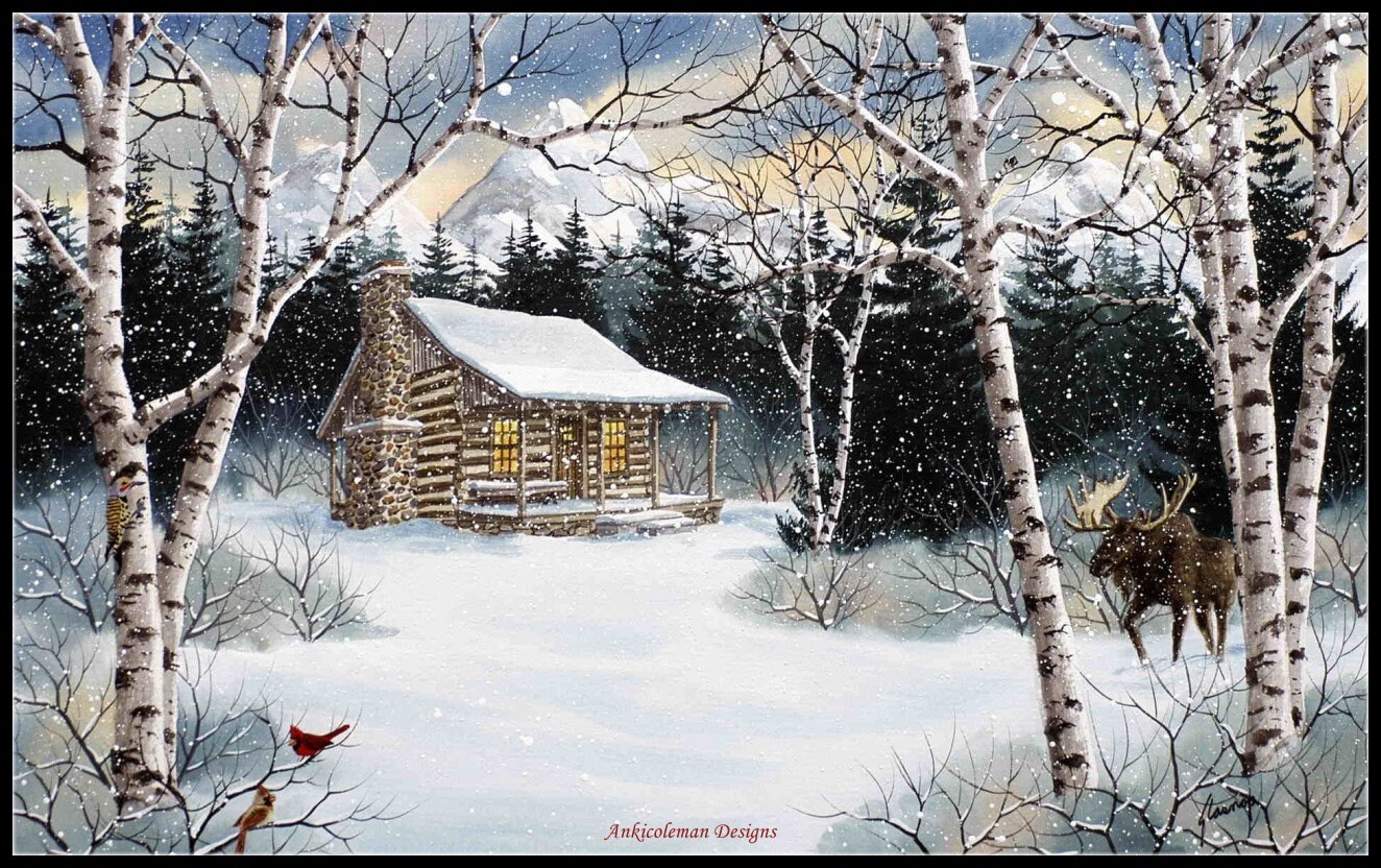 Snow Cabin 2 Counted Cross Stitch Patterns Printable Chart ...