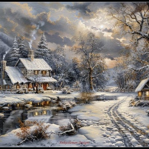 Winter Farm 5 - Counted Cross Stitch Patterns - Printable Chart PDF Format Needlework Embroidery Crafts DIY DMC color