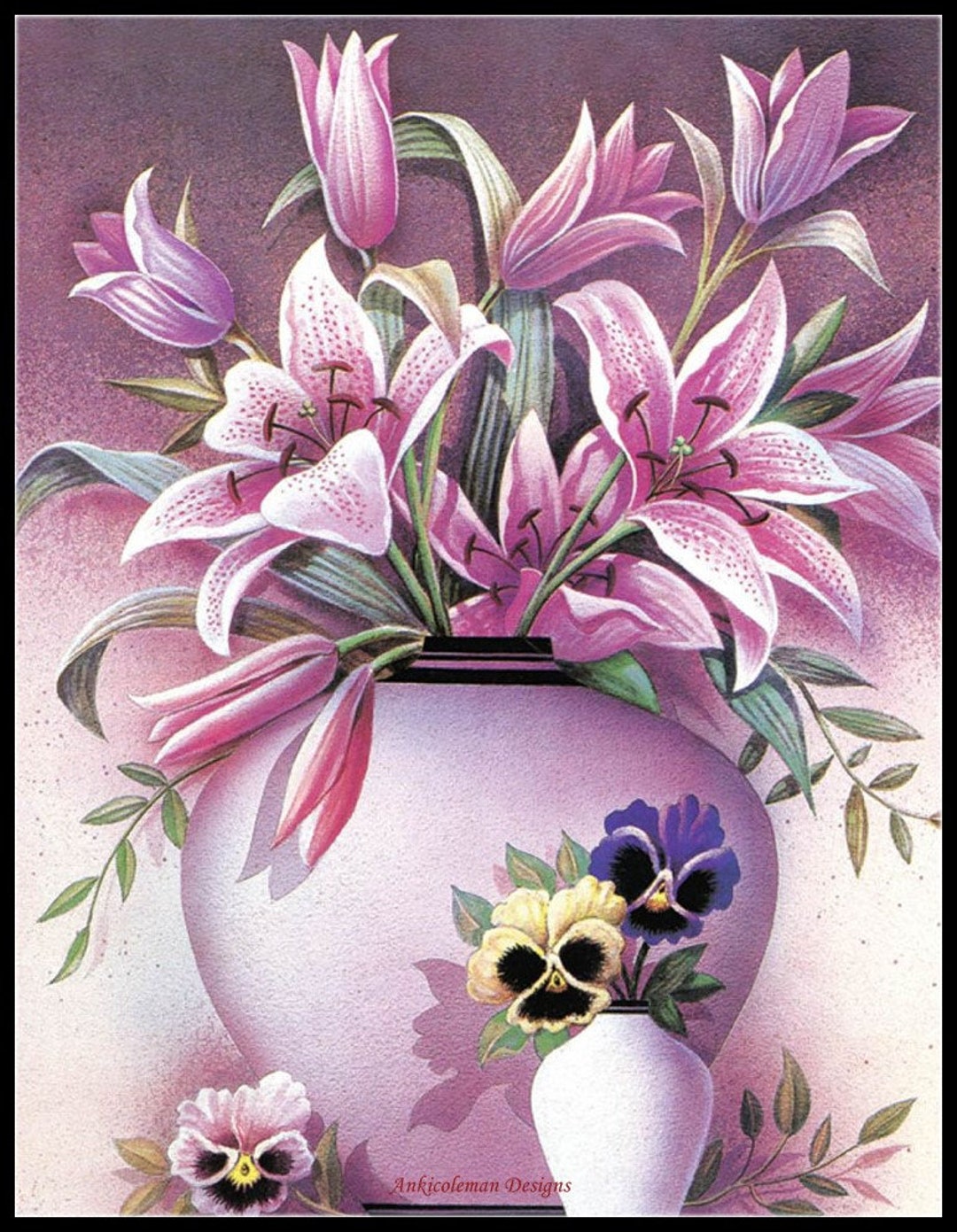 Lily Vase - Counted Cross Stitch Patterns - Printable Chart PDF Format ...