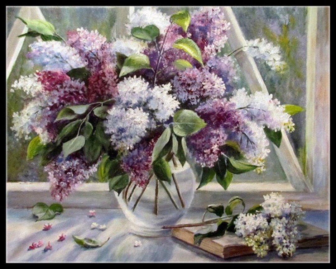 Lilac in Vase 2 - Counted Cross Stitch Patterns - Printable Chart PDF ...
