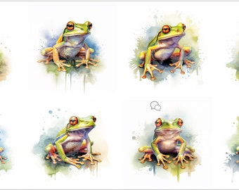 24 PNG Watercolor Frogs Clipart, Frogs clip art, Fantasy clipart, mystical Frogs, witchcraft png clipart, Celestial Frogs png