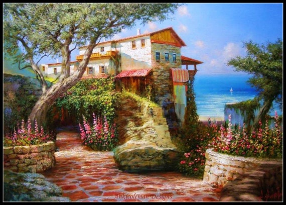 Porch Garden Chart Counted Cross Stitch Patterns Needlework DIY DMC Color Porch Garden Chart Counted Cross Stitch Patterns Needlework DIY DMC Color